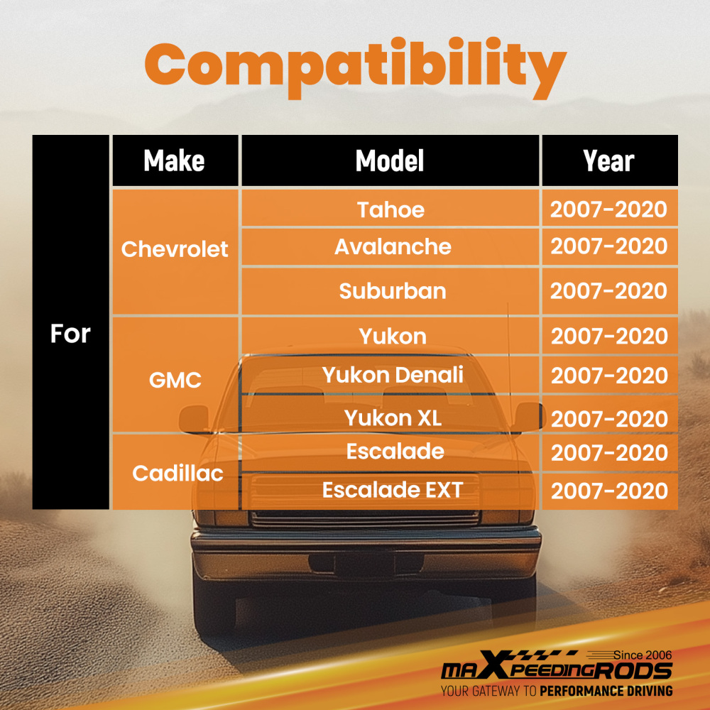 2 Rear Lowering Springs Kit compatible for Chevy Tahoe Yukon Escalade 2007-2020