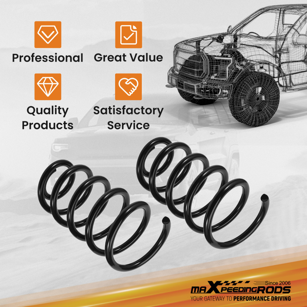 2 Drop Front Coil Springs compatible for Dodge Ram 1500 2WD 2002-2008 Suspension Lowering