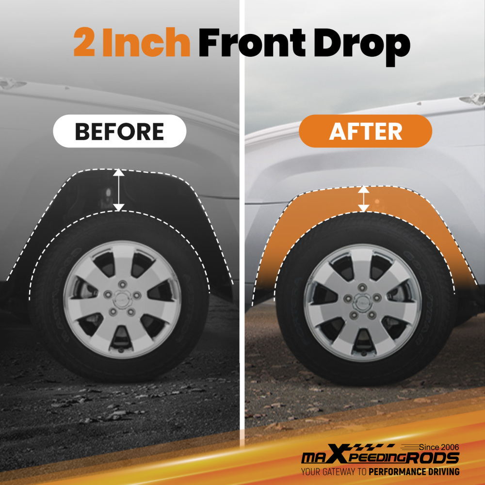 2 Drop Front Coil Springs compatible for Dodge Ram 1500 2WD 2002-2008 Suspension Lowering