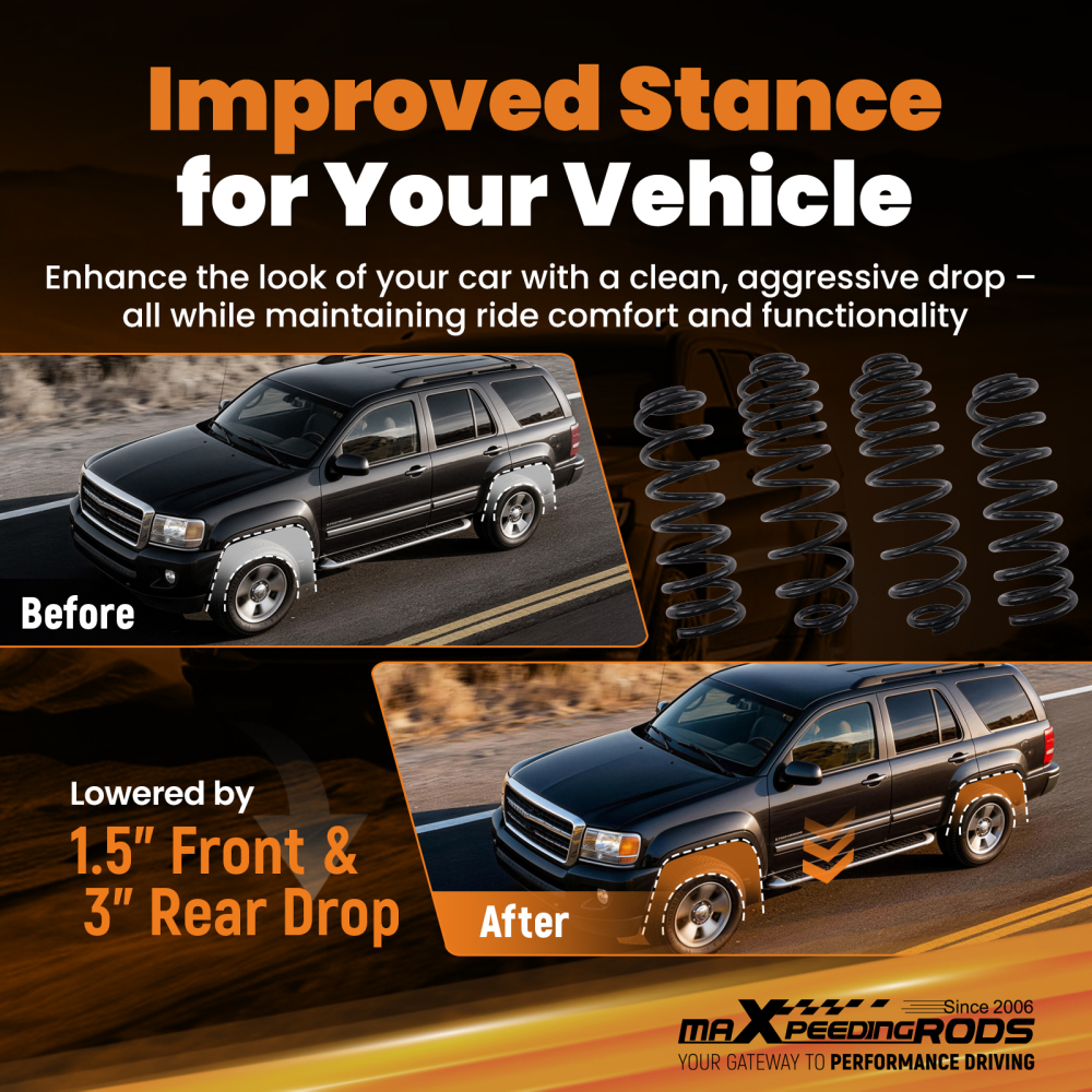 Coil Spring Drop compatible for GMC Envoy 2002-2009 2WD Front 1.5 Rear 3 Kit