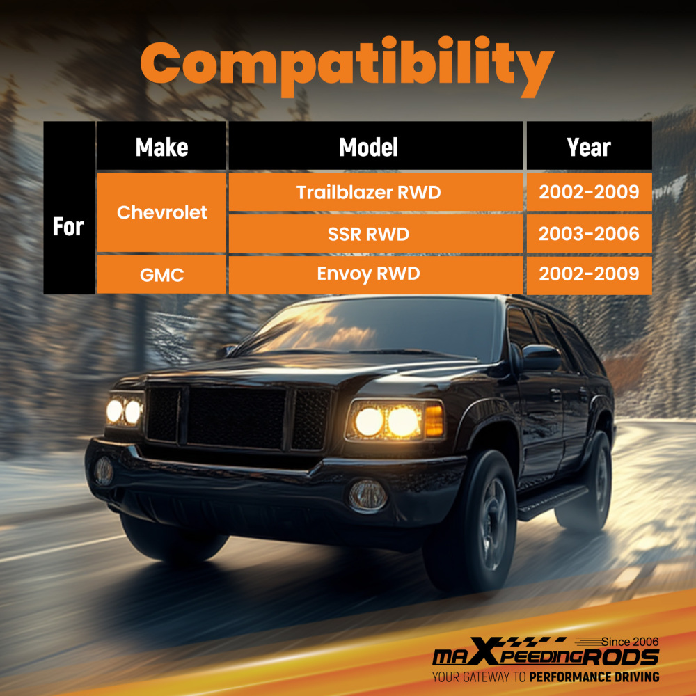 2 Drop Front Lowering Spring compatible for Chevrolet SSR 2003-2006 346mm RWD