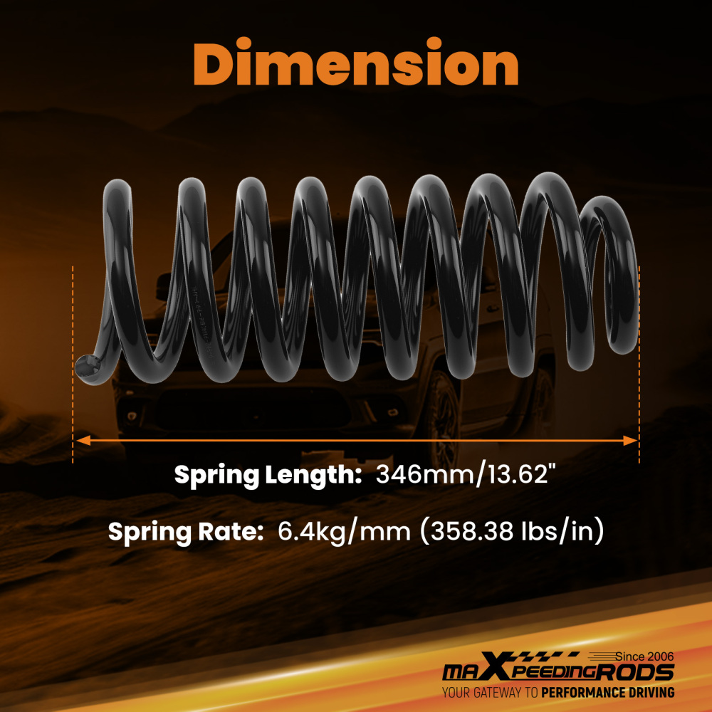 2 Drop Front Lowering Spring compatible for Chevrolet SSR 2003-2006 346mm RWD
