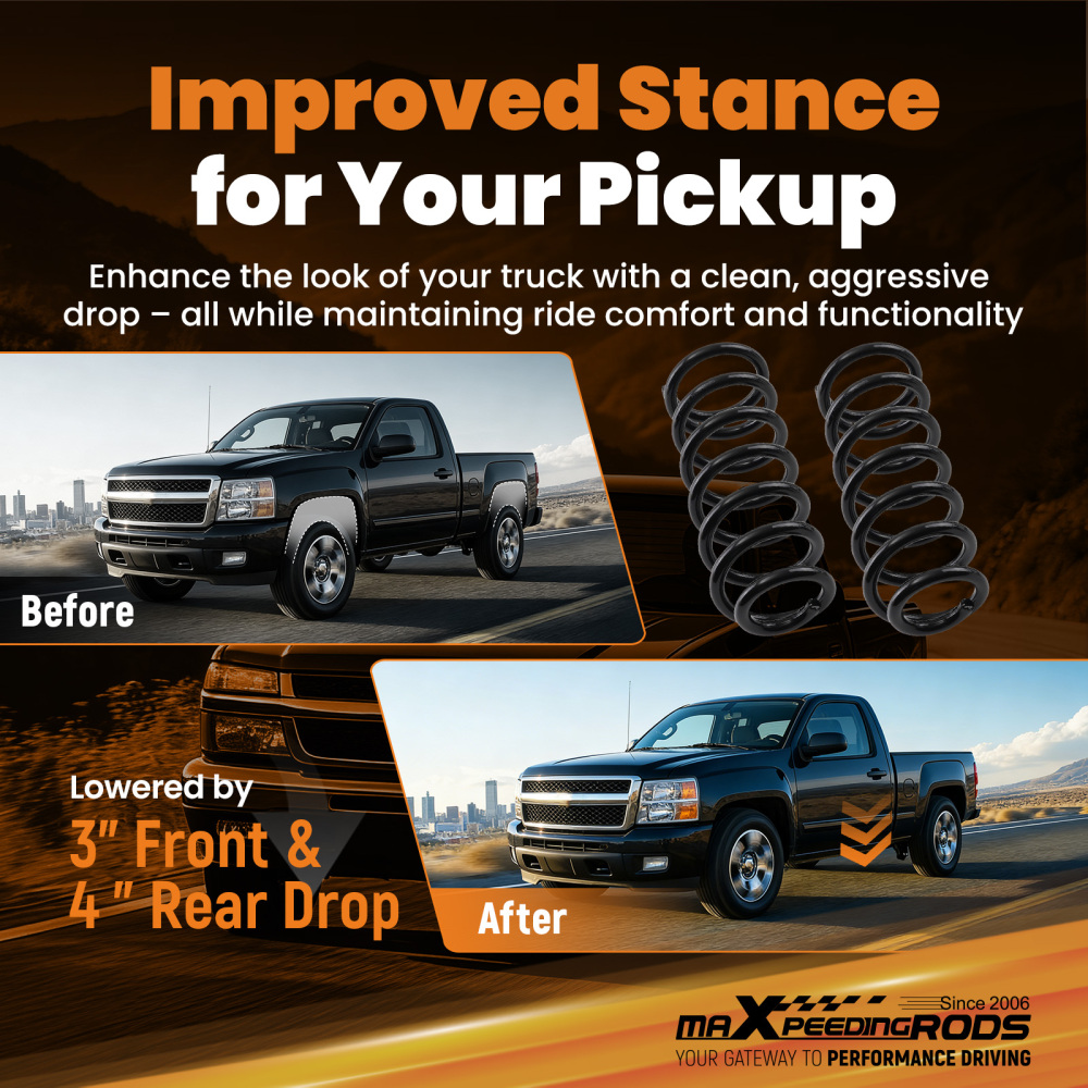 Drop Spring Kit 3/4 compatible for GMC Canyon compatible for Chevy Colorado 2004-2012 2 Wheel Drive