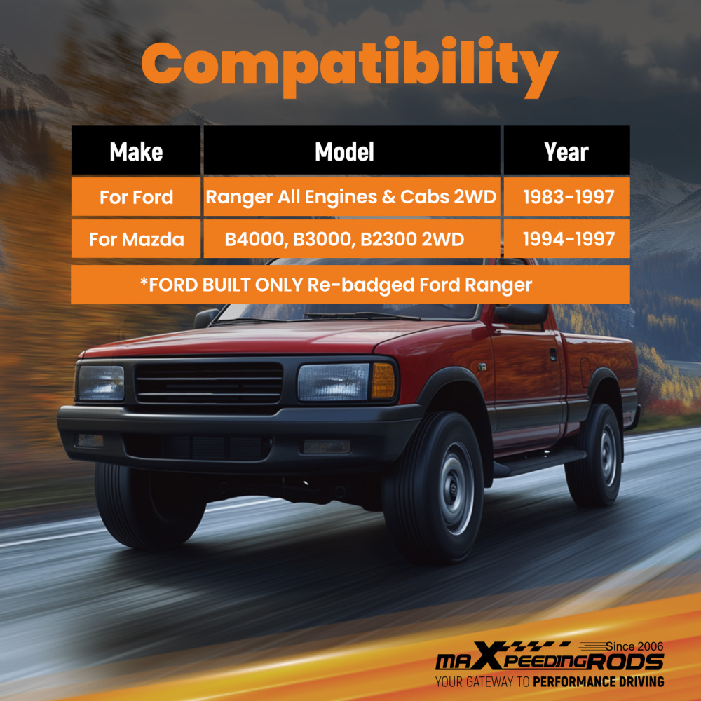 3/5 Drop Lowering KitCoil Springs + Axle Flip compatible for Ford Ranger Mazda B 83-97
