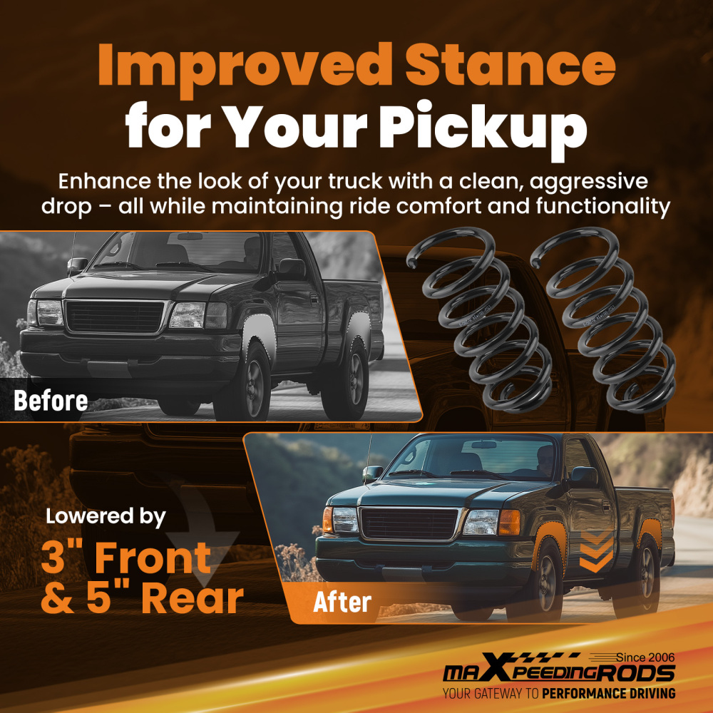 3/5 Drop Lowering KitCoil Springs + Axle Flip compatible for Ford Ranger Mazda B 83-97