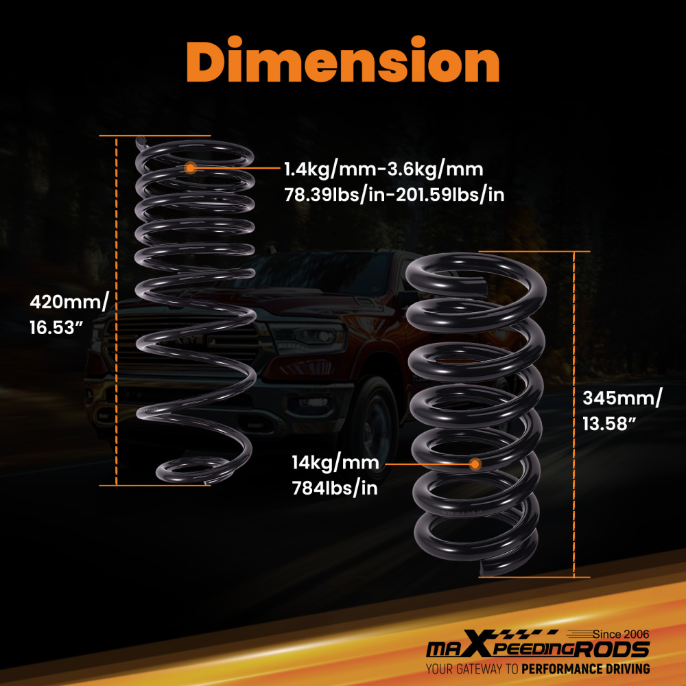 Lowering Coil Kit 2/4 compatible for Ram 1500 Classic 2WD Standard Cab 2019-2024