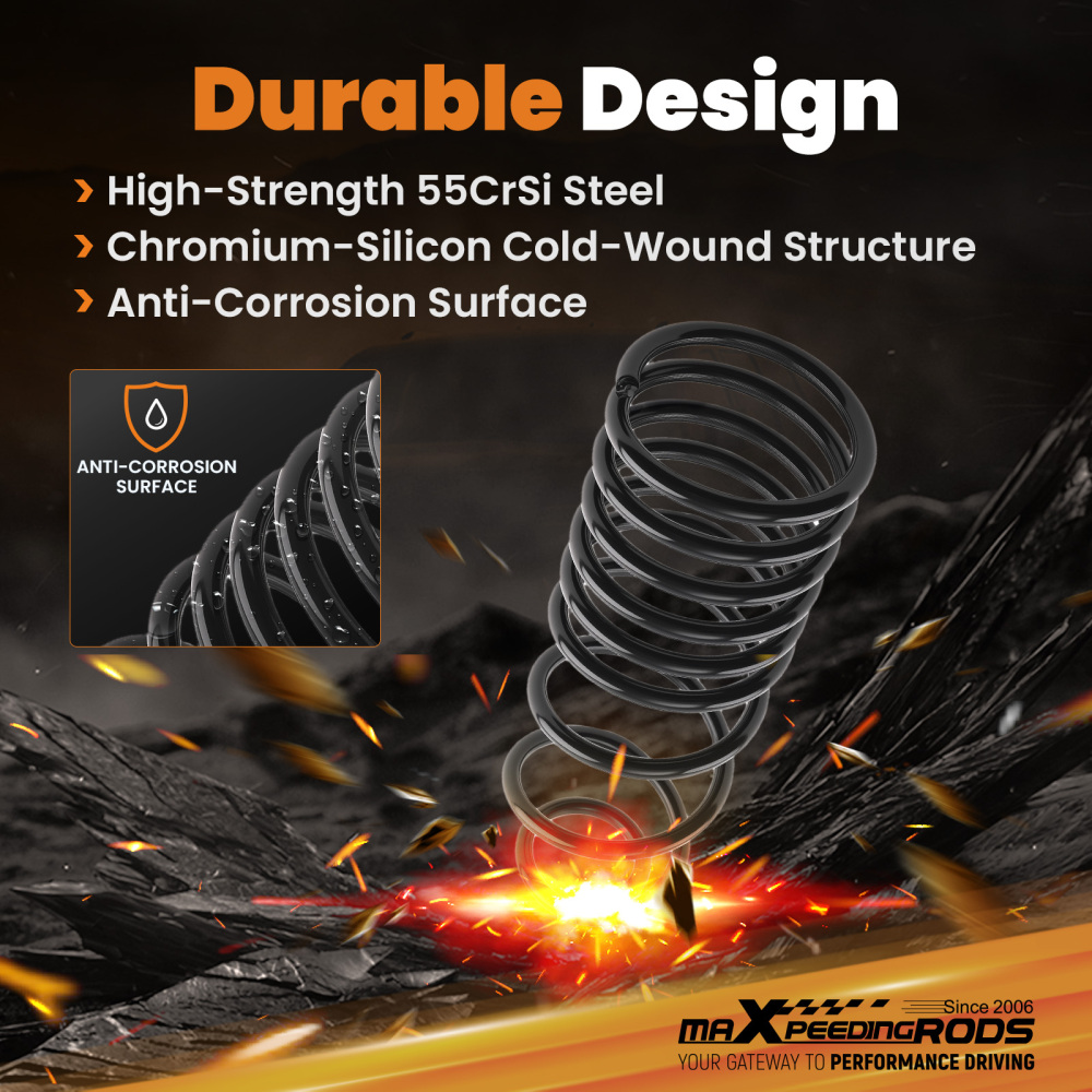 4 Coil Drop Springs Kit compatible for Dodge Ram Standard Cab 2009-2018 V8 2WD 4WD