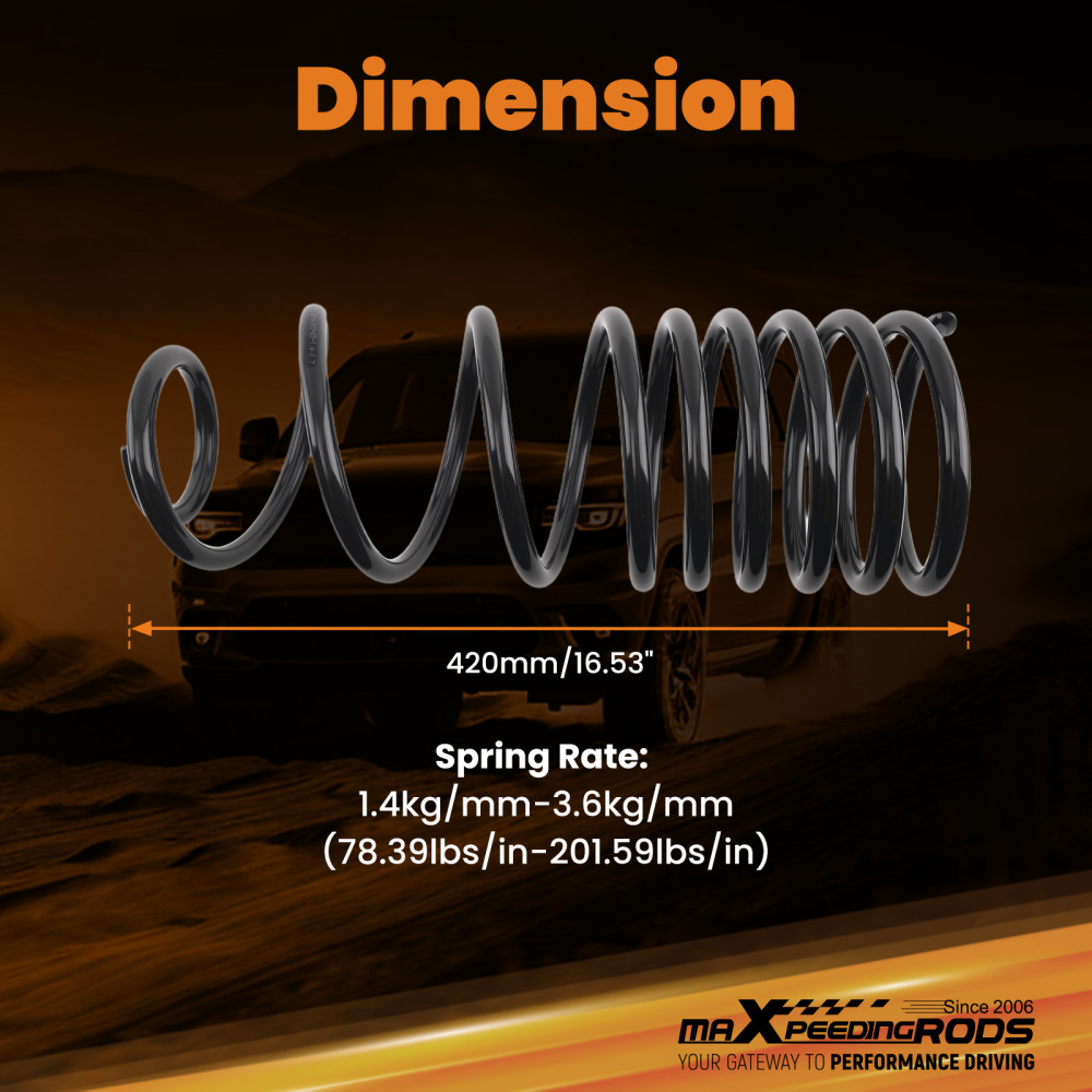 4 Coil Drop Springs Kit compatible for Dodge Ram Standard Cab 2009-2018 V8 2WD 4WD