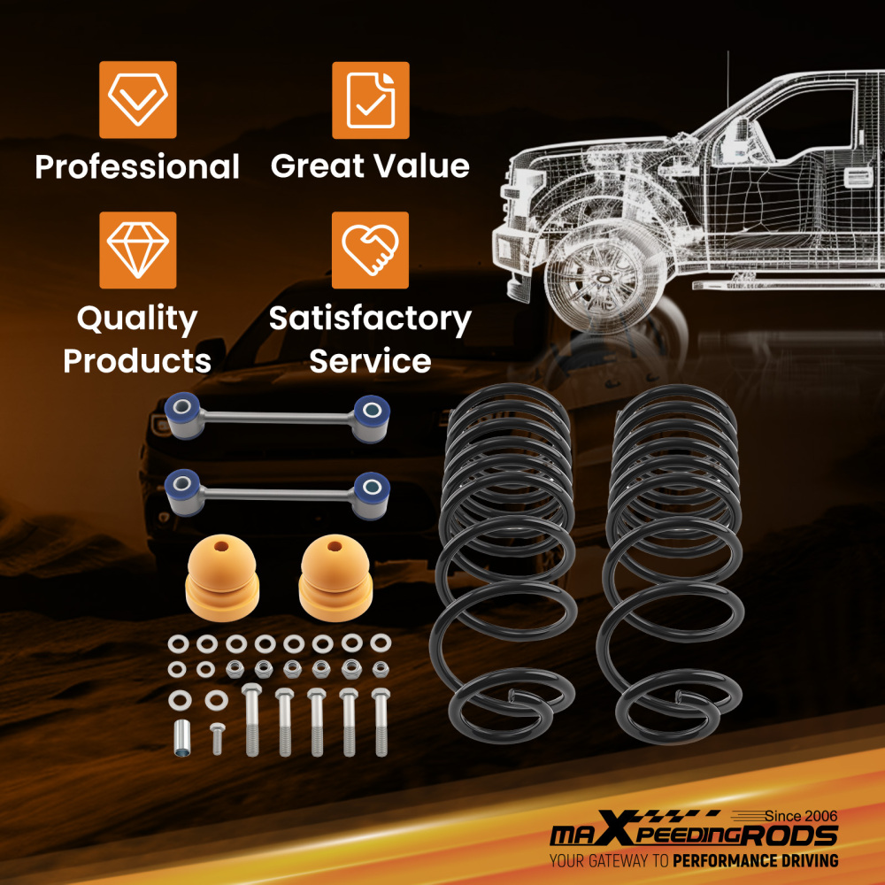 4 Coil Drop Springs Kit compatible for Dodge Ram Standard Cab 2009-2018 V8 2WD 4WD