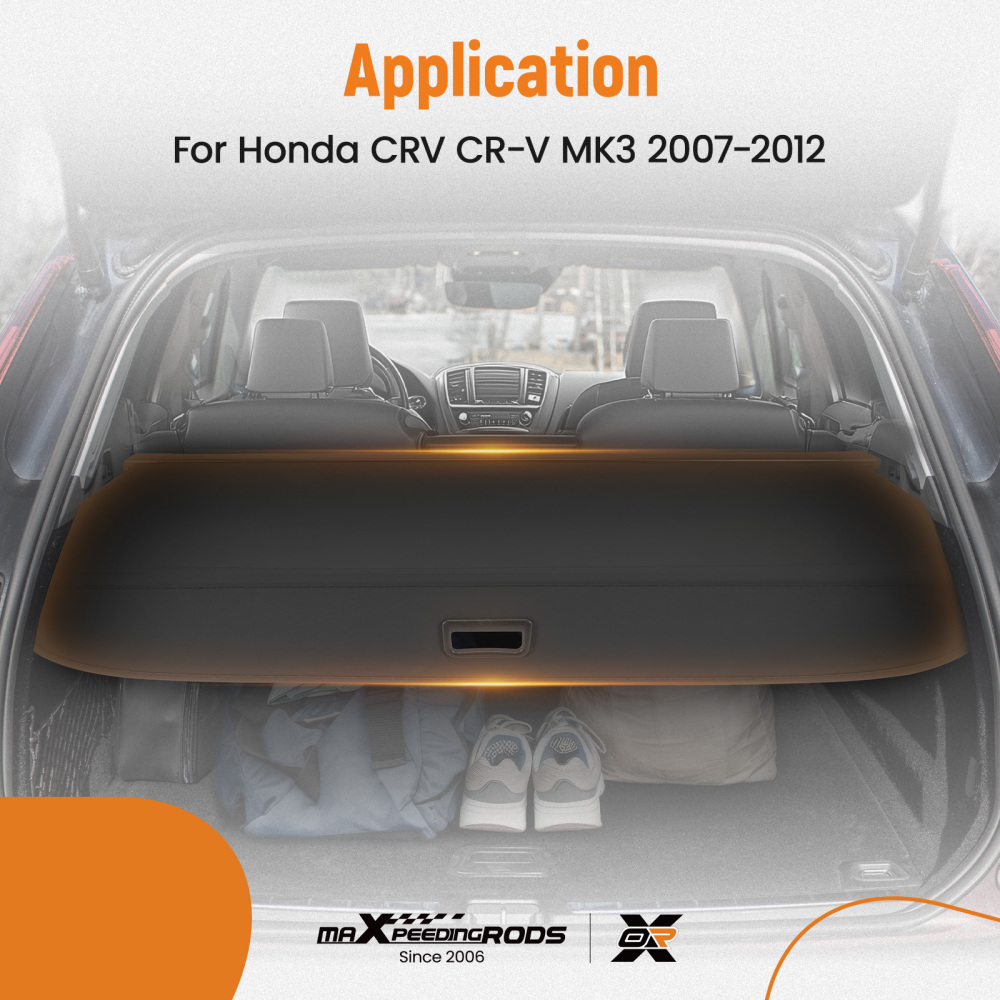 Black Boot Parcel Shelf compatible for Honda CR-V 07-12 84410-SWA-003ZA Retractable Canvas