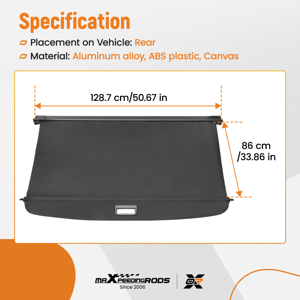 Black Parcel Shelf Cargo Cover compatible for BMW X5 G05 2019-2023 Boot Shield Cover Rear