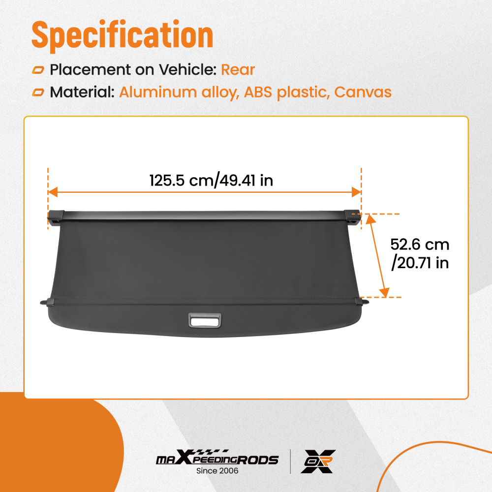 Cargo Privacy compatible for Dodge Durango 2011-24 Waterproof Shield Cover Rear Collapsible