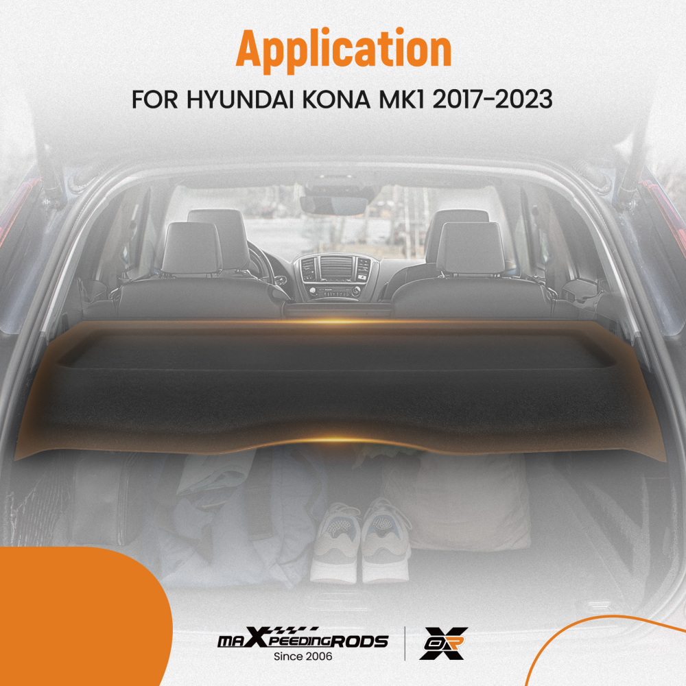 Black Cargo Cover Shelf compatible for Hyundai Kona 2017-2023 85930J9000 Direct Replacement