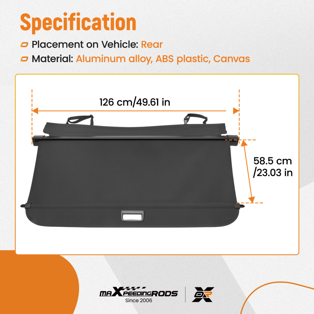 Canvas Cargo Cover compatible for Infiniti QX50 2019-2023 Parcel Shelf Easy Installation