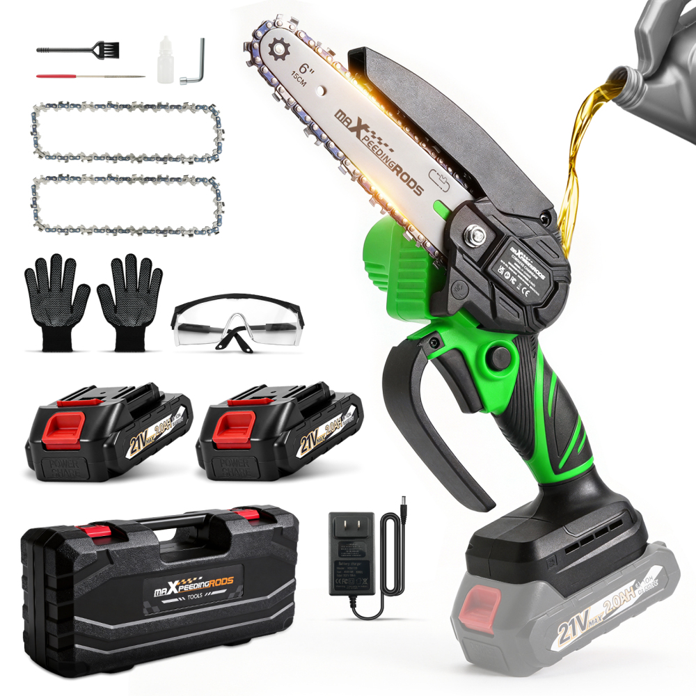 21V Cordless compatible for Mini Chainsaw 2000mAh Battery 2 Batteries Wood Cutting Tool