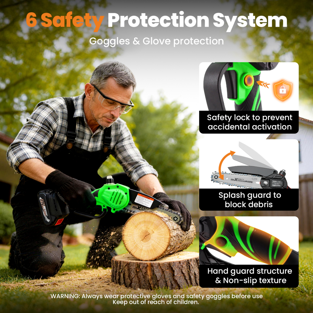 21V Cordless compatible for Mini Chainsaw 2000mAh Battery 2 Batteries Wood Cutting Tool