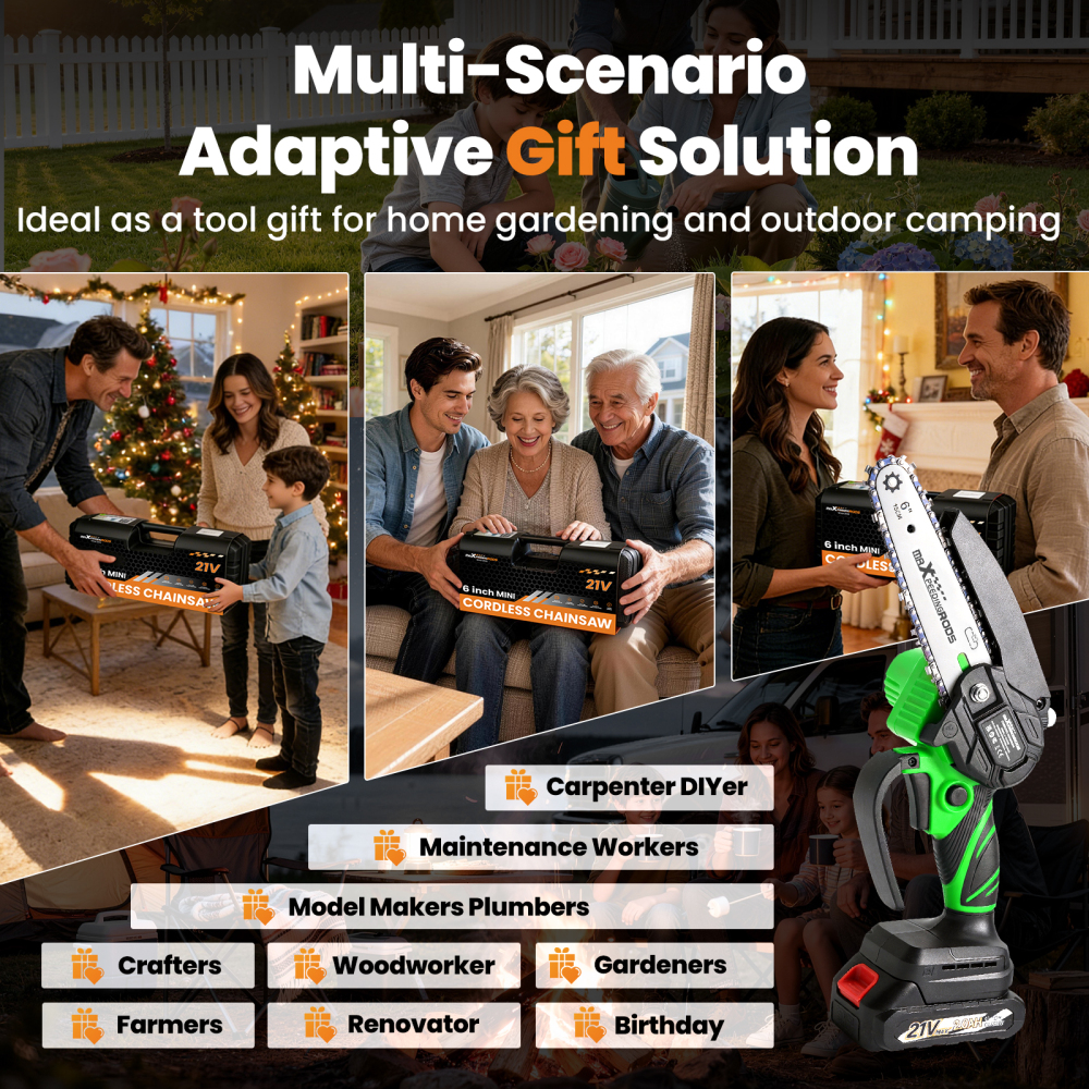 21V Cordless compatible for Mini Chainsaw 2000mAh Battery 2 Batteries Wood Cutting Tool