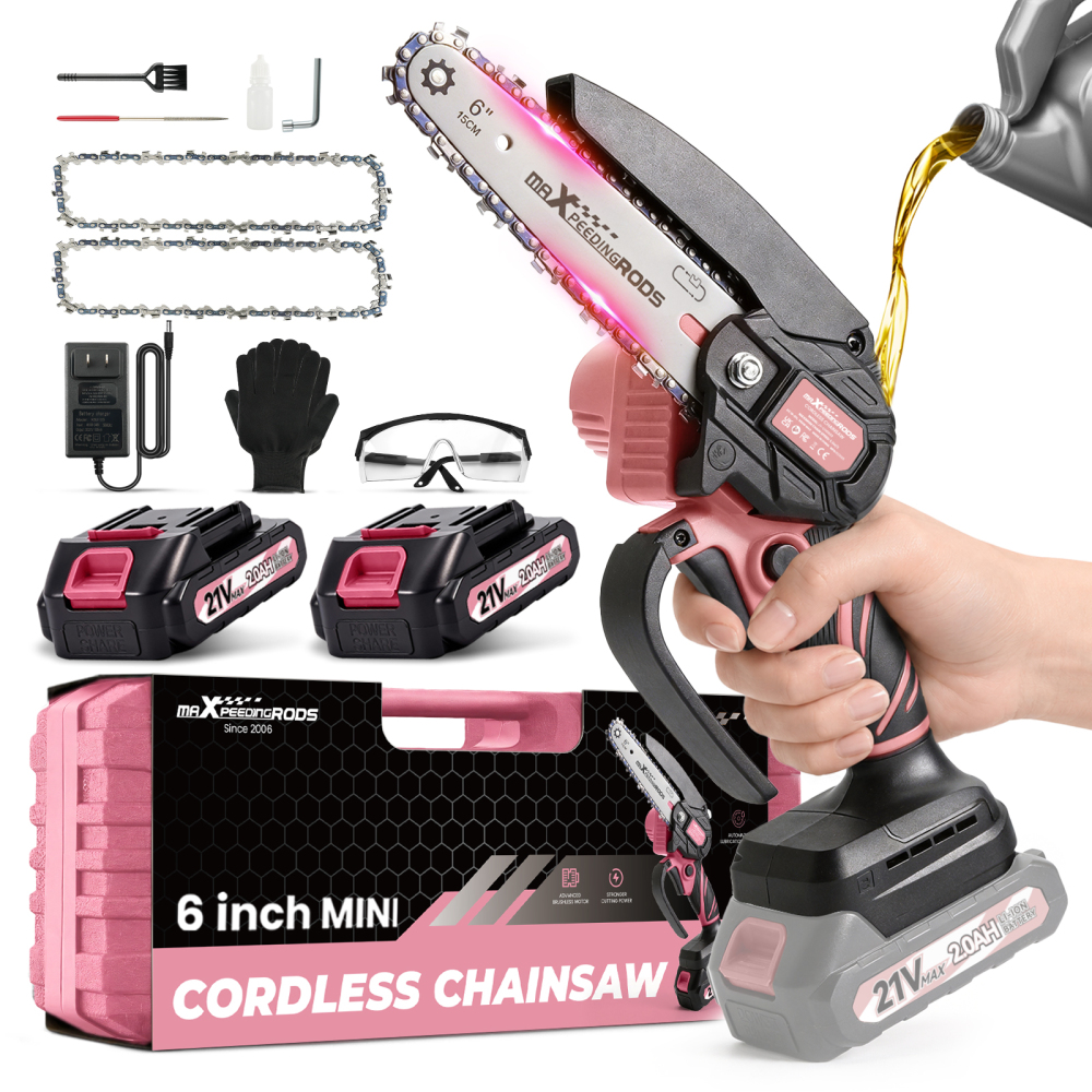 6-Inch Mini Cordless Chainsaw, Battery-Powered Portable Electric Chainsaw, Handheld Wood Cutting Saw for Tree BranchesTrimming