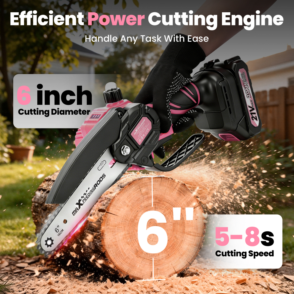 6-Inch Mini Cordless Chainsaw, Battery-Powered Portable Electric Chainsaw, Handheld Wood Cutting Saw for Tree BranchesTrimming