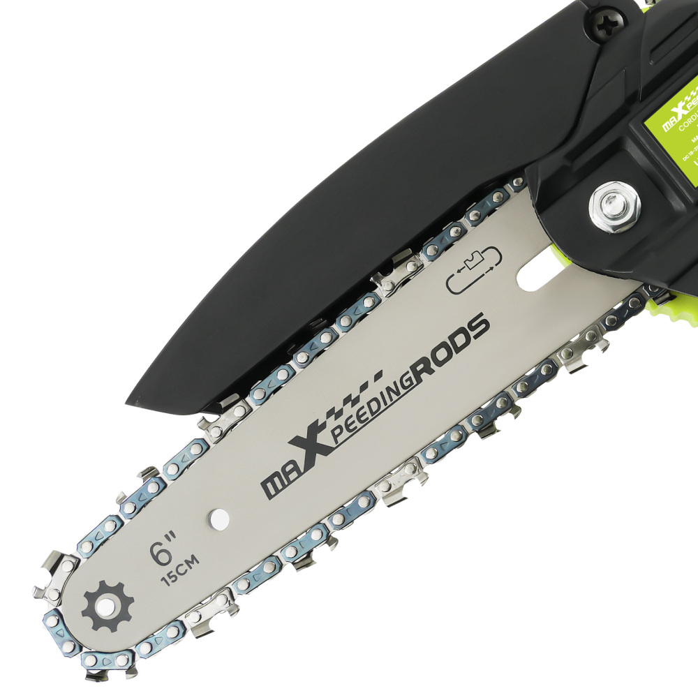 maXpeedingrods 6-Inch Mini Cordless Chainsaw, Handheld Electric Saw with Battery, 2 Chains for Tree TrimmingWood Cutting