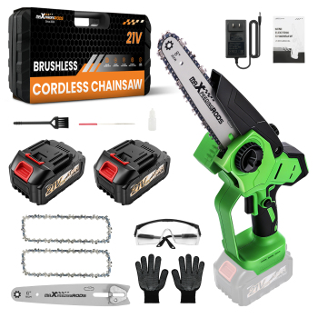 1200W 68 Bar compatible for Mini Chainsaw Brushless Cordless 2 Battery Portable Handheld