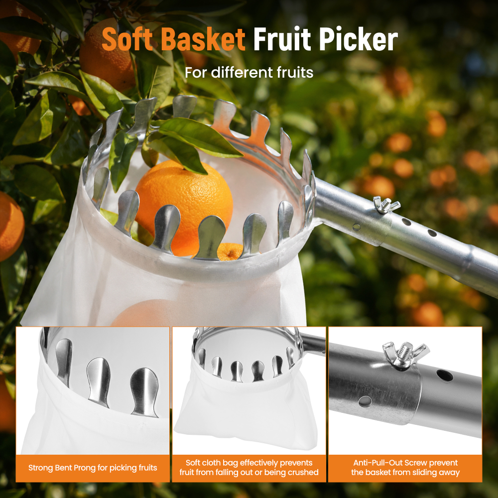 Manual Pole Saw with 5-20FT Telescoping Extension Pole, Tree Trimmer, Steel Blade PrunerFruit Picker for Trees, PalmsShrubs