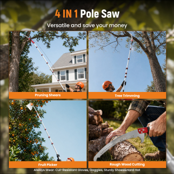 Manual Pole Saw with 5-20FT Telescoping Extension Pole, Tree Trimmer, Steel Blade PrunerFruit Picker for Trees, PalmsShrubs