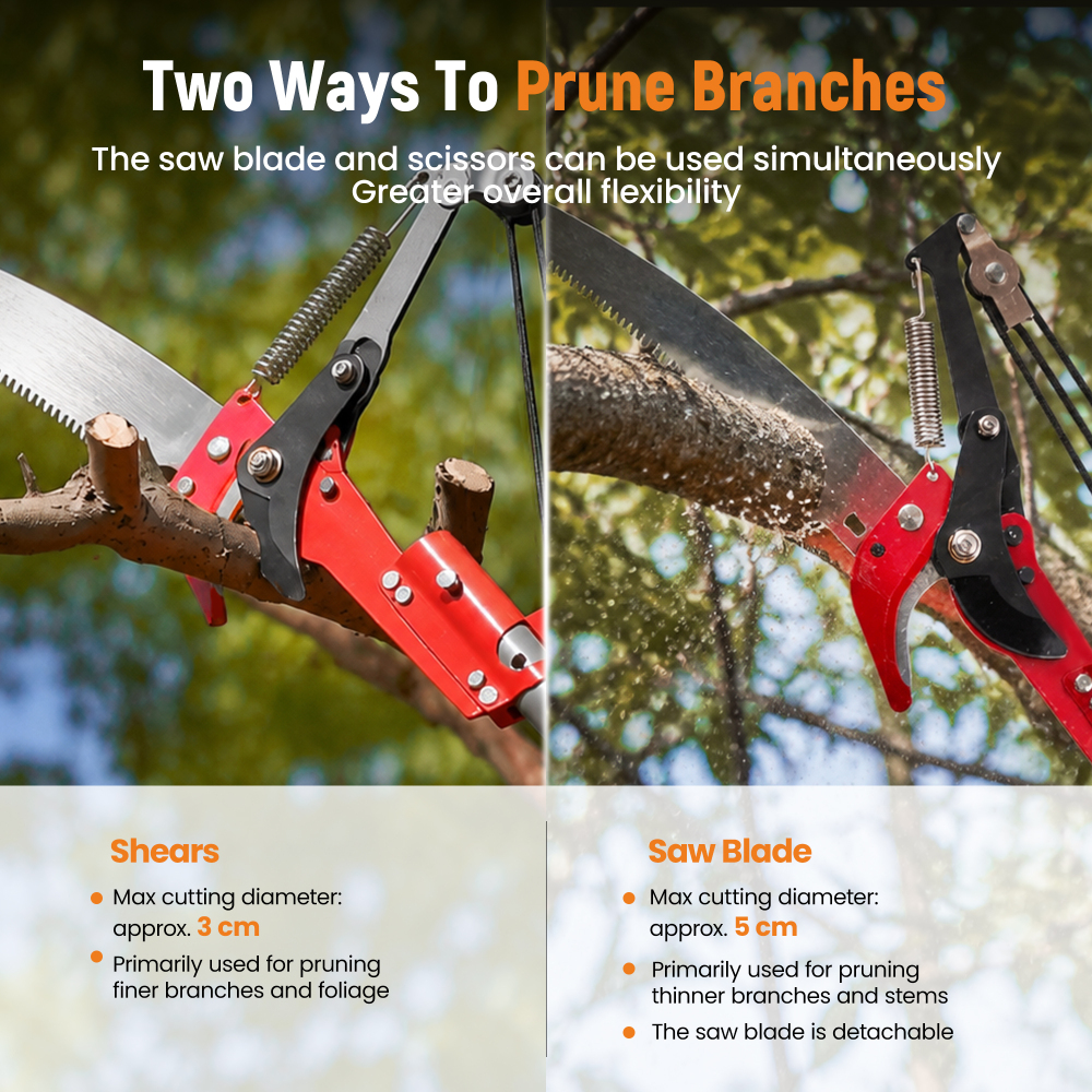 Manual Pole Saw with 5-20FT Telescoping Extension Pole, Tree Trimmer, Steel Blade PrunerFruit Picker for Trees, PalmsShrubs