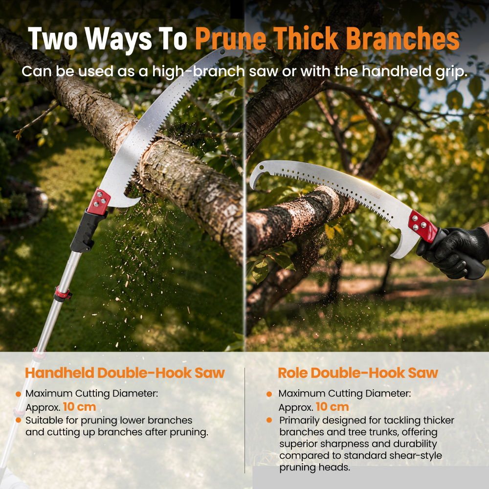 Manual Pole Saw with 5-20FT Telescoping Extension Pole, Tree Trimmer, Steel Blade PrunerFruit Picker for Trees, PalmsShrubs