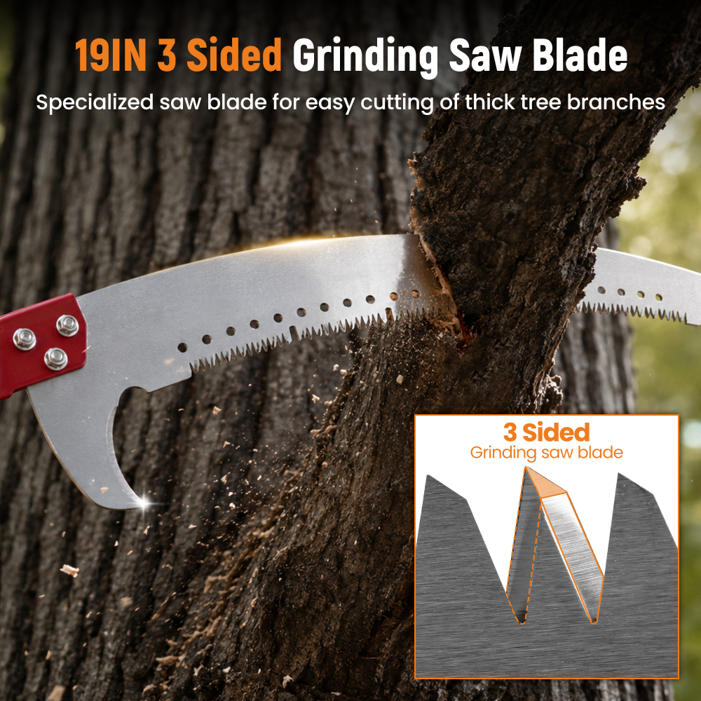 Manual Pole Saw with 5-20FT Telescoping Extension Pole, Tree Trimmer, Steel Blade PrunerFruit Picker for Trees, PalmsShrubs