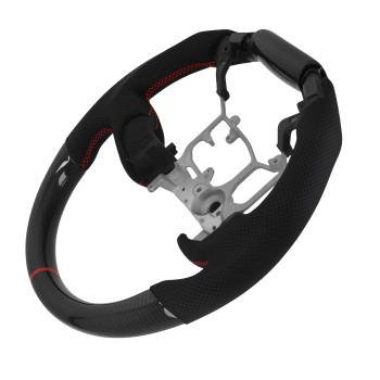 Black Perforated Steering Wheel compatible for Toyota 4Runner Tundra Tacoma 10-23 Carbon