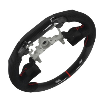 Black Perforated Steering Wheel compatible for Toyota 4Runner Tundra Tacoma 10-23 Carbon