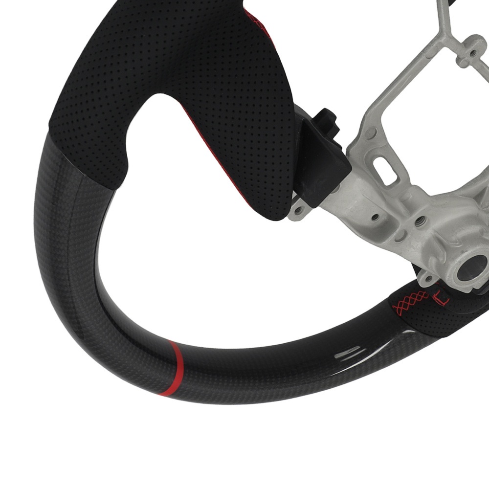 Black Perforated Steering Wheel compatible for Toyota 4Runner Tundra Tacoma 10-23 Carbon