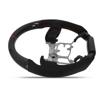 Black Perforated Steering Wheel compatible for Toyota 4Runner Tundra Tacoma 10-23 Carbon
