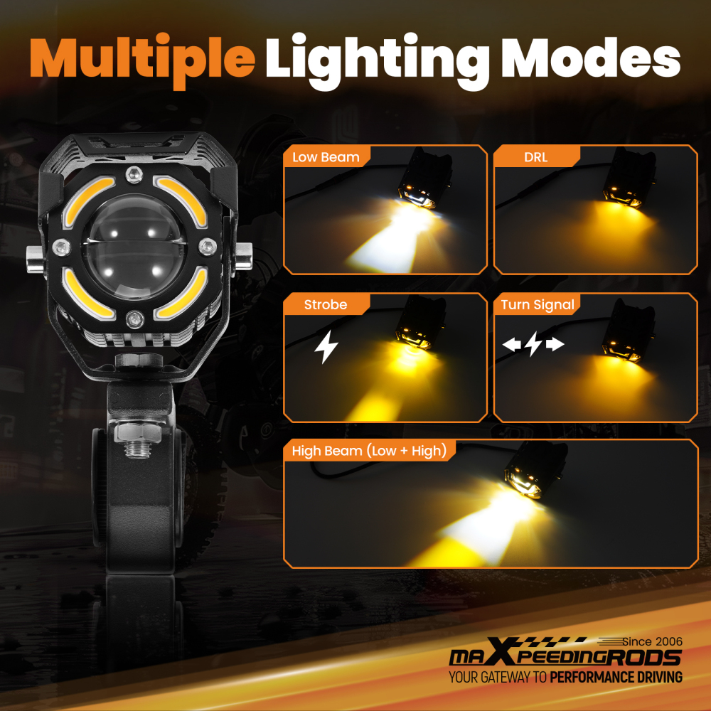 12V 80W LED Fog Lights for Motorcycle ATV UTV Off-Road IP67 Waterproof Kit