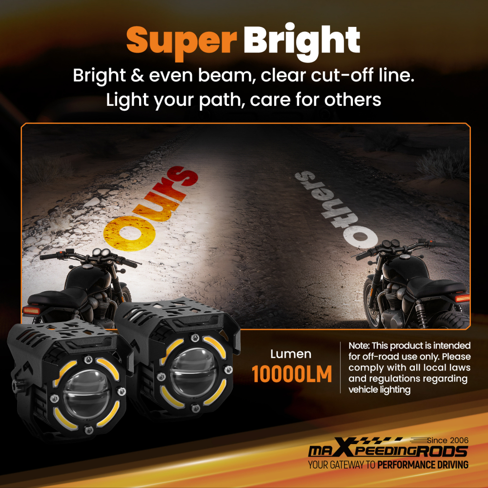12V 80W LED Fog Lights for Motorcycle ATV UTV Off-Road IP67 Waterproof Kit
