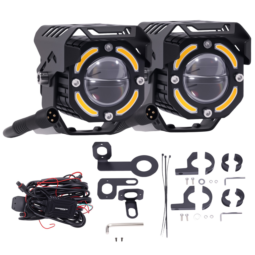 12V 80W LED Motorcycle Fog Lights IP67 Waterproof Auxiliary Spotlight Kit