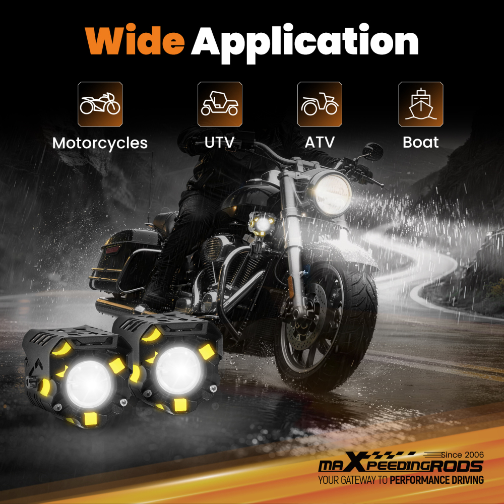 12V 80W LED Auxiliary Motorcycle Fog Lights Spot Lamp IP67 for Truck SUV