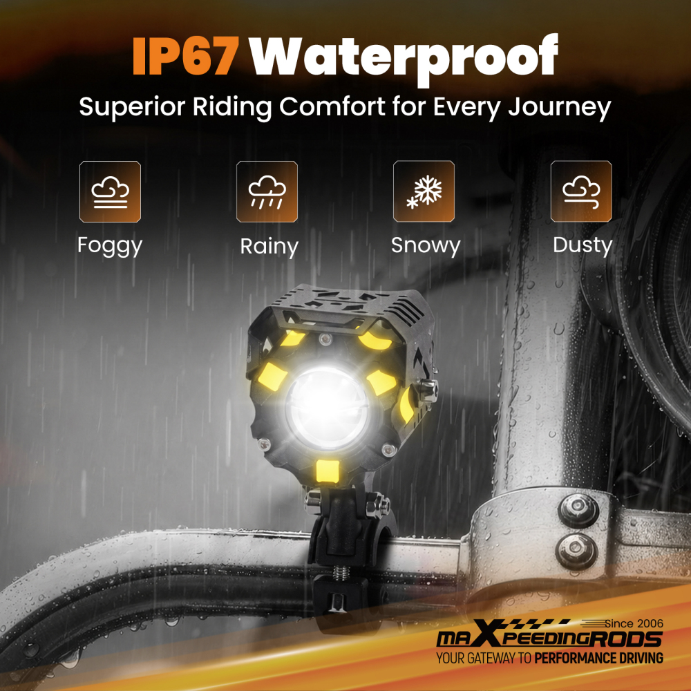 12V 80W LED Auxiliary Motorcycle Fog Lights Spot Lamp IP67 for Truck SUV