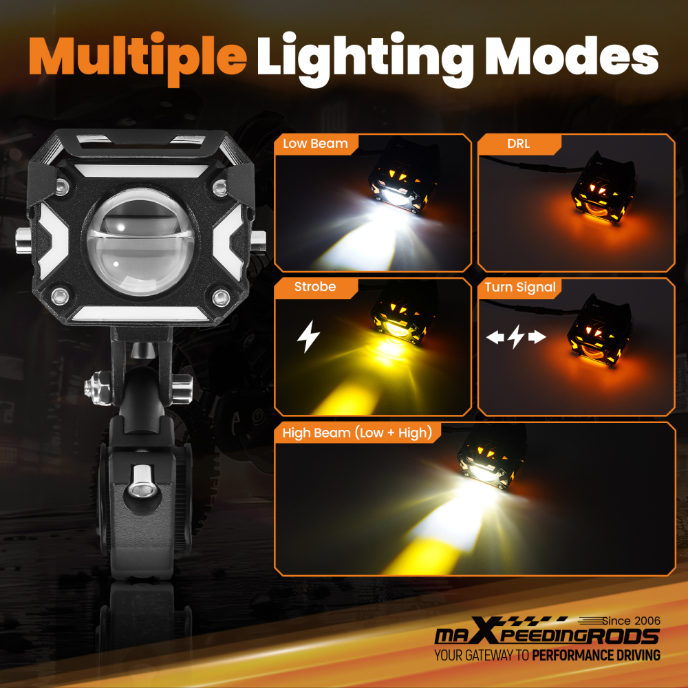12V 80W Auxiliary Lights for Motorcycle ATV UTV Truck IP67 Aluminum Alloy