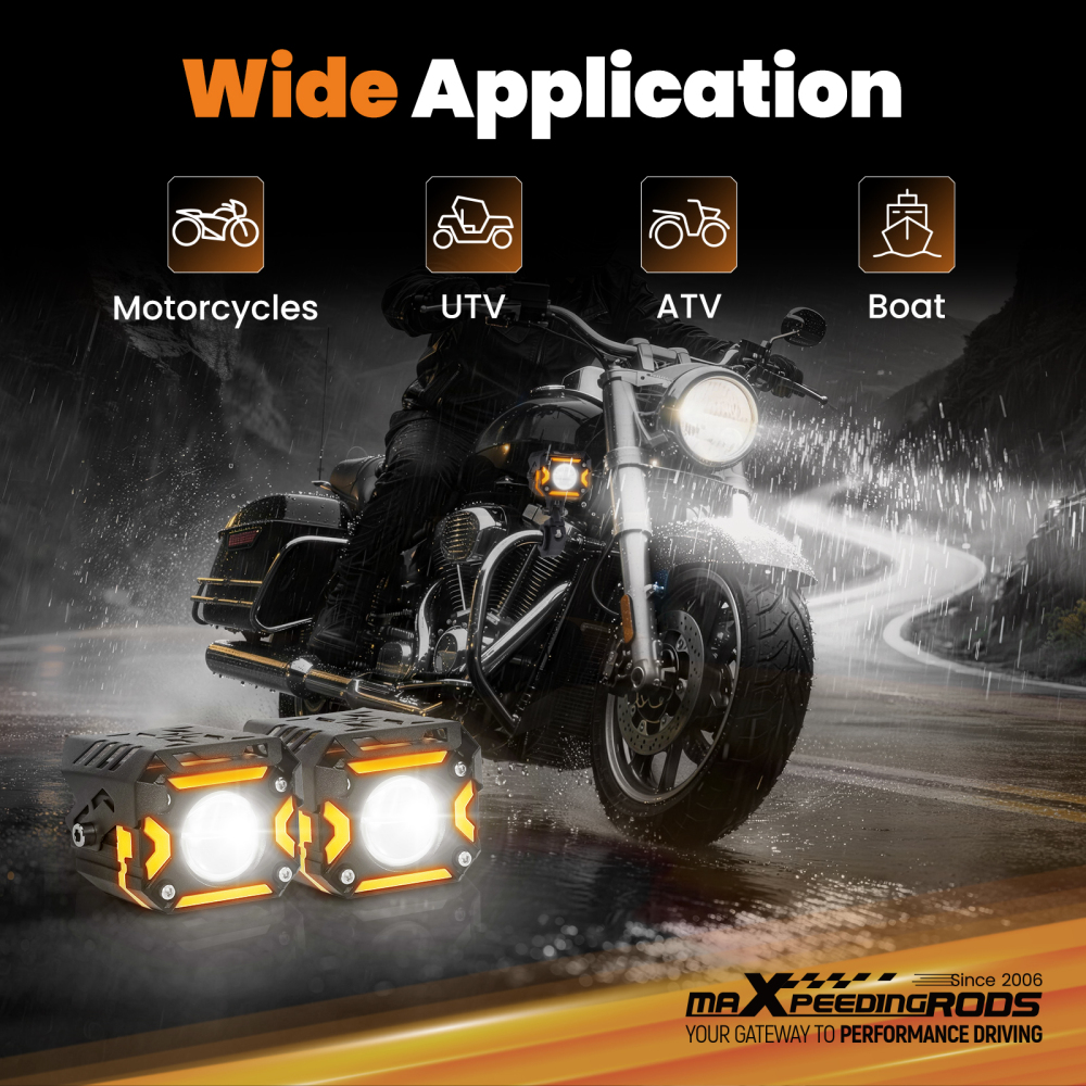 12V 80W Auxiliary Lights for Motorcycle ATV UTV Truck IP67 Aluminum Alloy