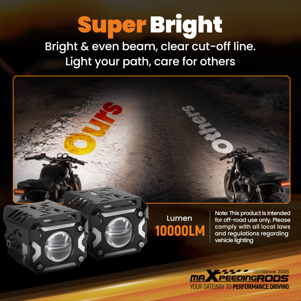 12V 80W Auxiliary Lights for Motorcycle ATV UTV Truck IP67 Aluminum Alloy