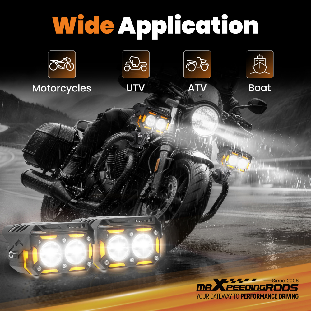 12V 80W LED Driving Lights for Motorcycle ATV UTV IP67 Fog Lamp Spotlights