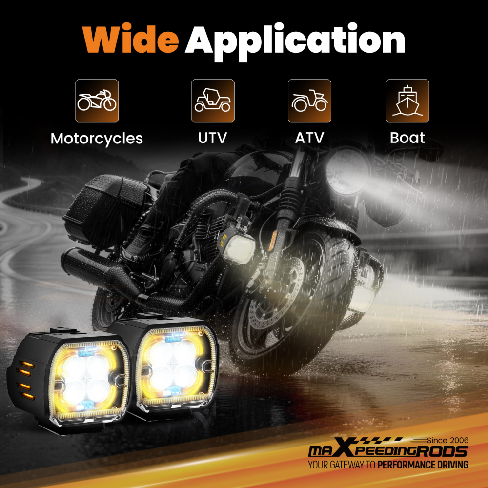 120W Auxiliary LED Fog Spotlights for Motorcycle ATV UTV Off-Road SUV 12V