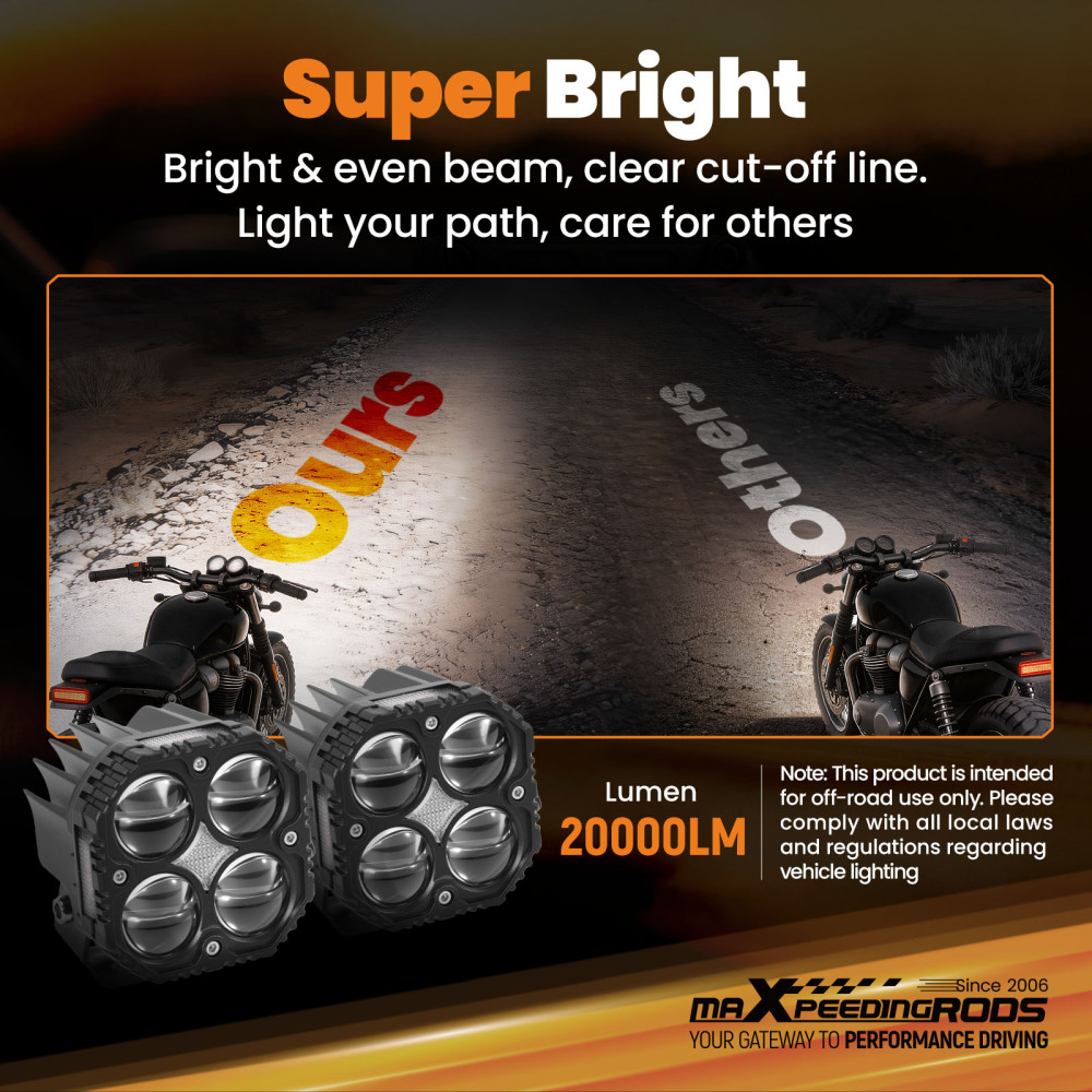 120W LED Motorcycle Fog Spotlight for ATV UTV SUV Truck IP67 Waterproof