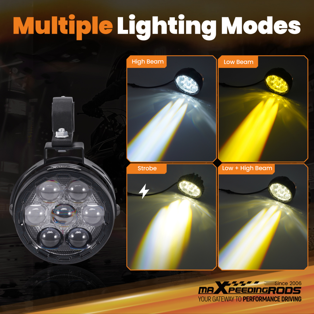 12V 90W Auxiliary Lights For Motorcycle ATV UTV Truck Pickup 3000K 6000K