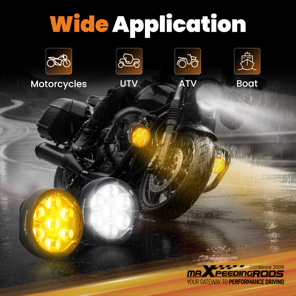12V 90W Auxiliary Lights For Motorcycle ATV UTV Truck Pickup 3000K 6000K