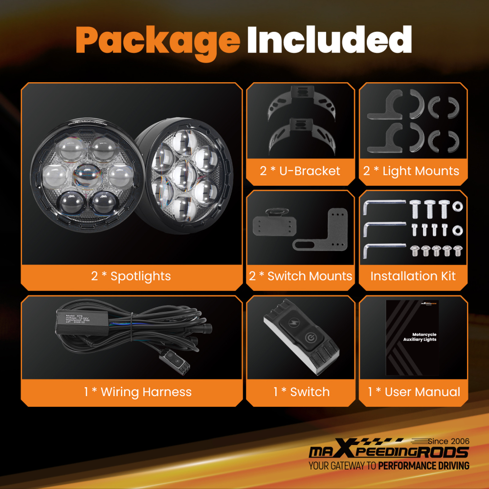 12V 90W Auxiliary Lights For Motorcycle ATV UTV Truck Pickup 3000K 6000K