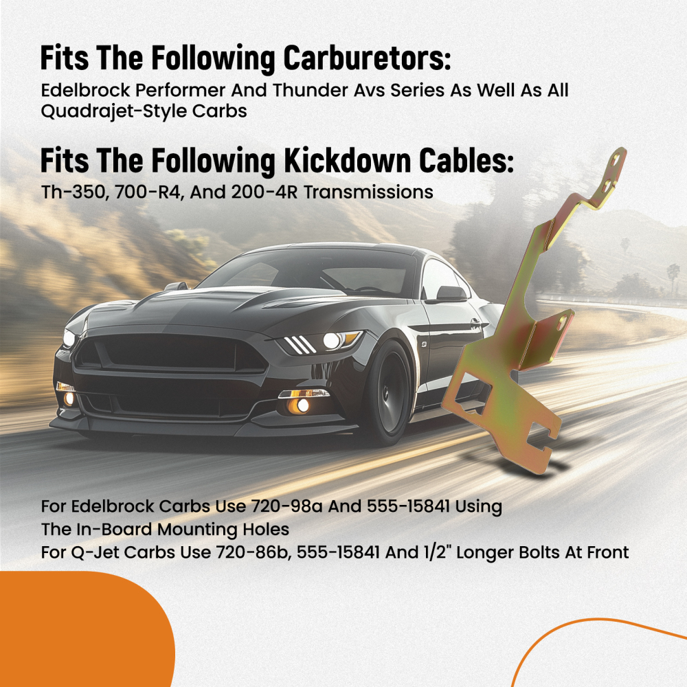 Bracket Mount Kit for Edelbrock Thunder AVS Quadrajet Transmission 157313 Steel