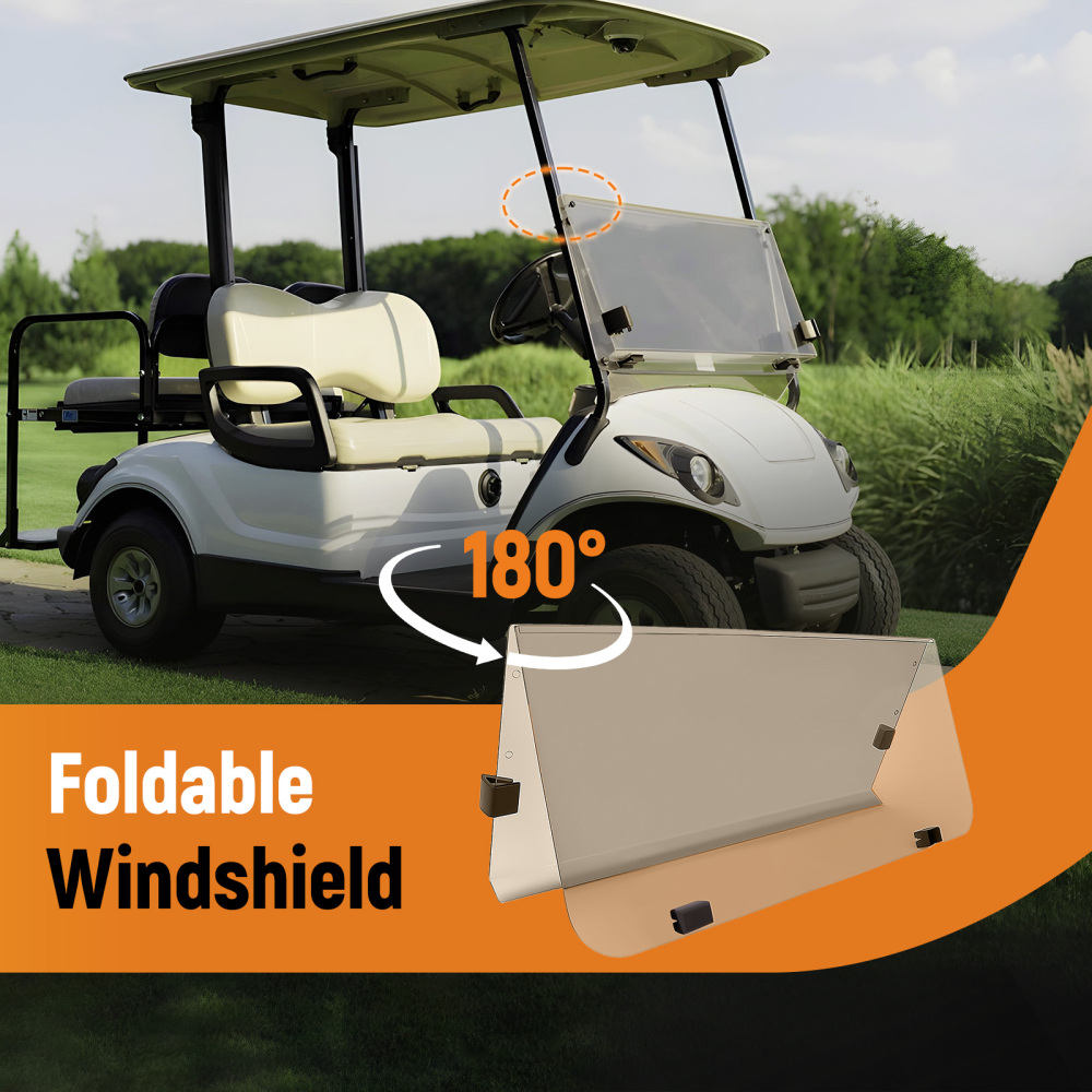 Front Tinted Windshield Windscreen compatible for Yamaha G14 G16 G19 compatible for Golf Cart 95-03 PC 4MM